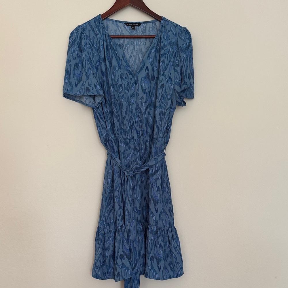 41 Hawthorn Blue Abstract Midi Dress